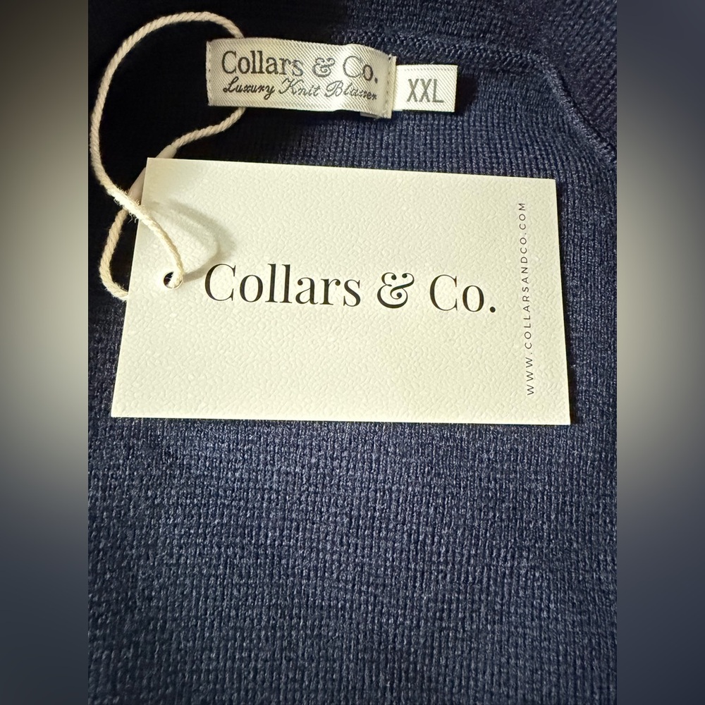Collars&Co NWT Milano Deconstructed Knit Swazer Merino Blend Sweater Blazer Navy - Picture 3 of 14